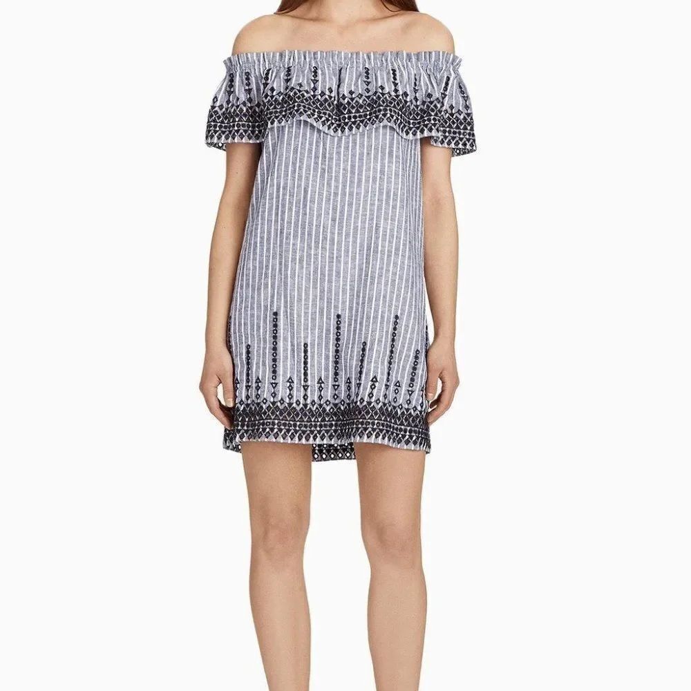 Parker Blue Linen Blend Mini Dress